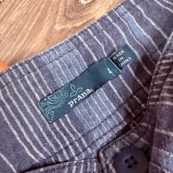 PrAna Steph Jogger Pants Blue Stripe Women's Size 4 Linen Organic Cotton Blend - Picture 7 of 9